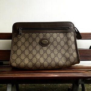 Gucci Brown Monogram Clutch Bag